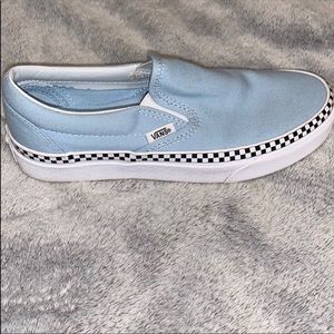 vans pale blue classic slip check foxing trainers